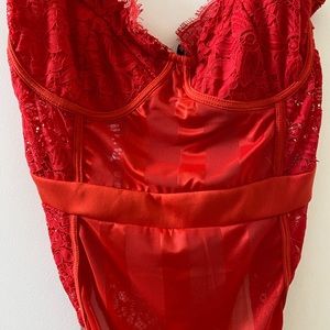 PLT Red Lace Onesie Unitard BodySuit